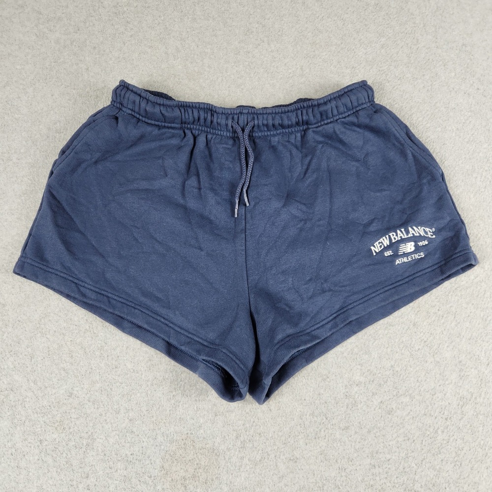 New Balance Athletics Shorts Womens M Navy Blue Fleece Lined Drawstring Waist